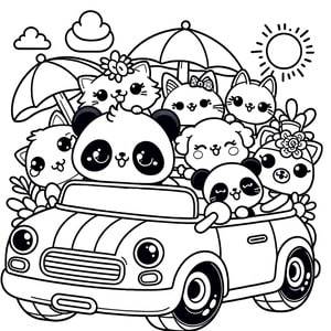 coche de animales kawaii