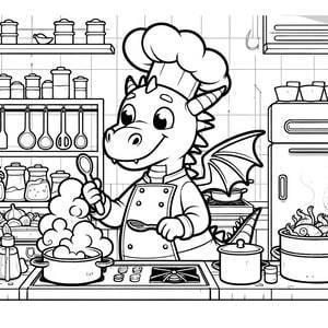 Dragón chef cocinero