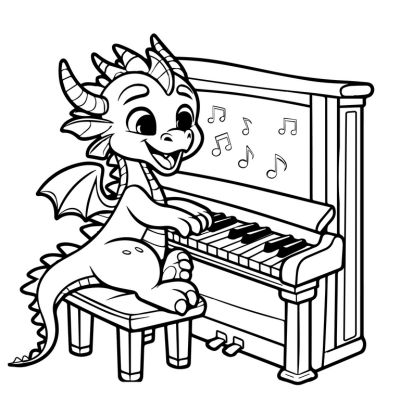 Dragón que toca el piano