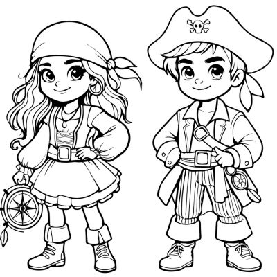 La niña y el niño piratas