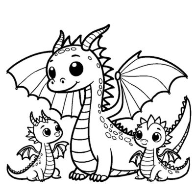 Mamá dragón y sus pequeños