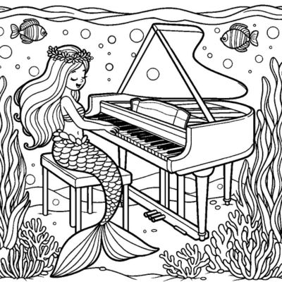 Sirena que toca el piano