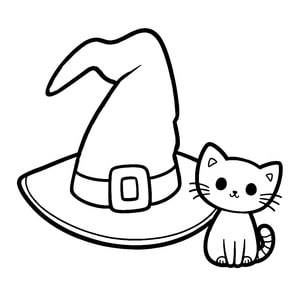 Sombrero de la bruja y su gato